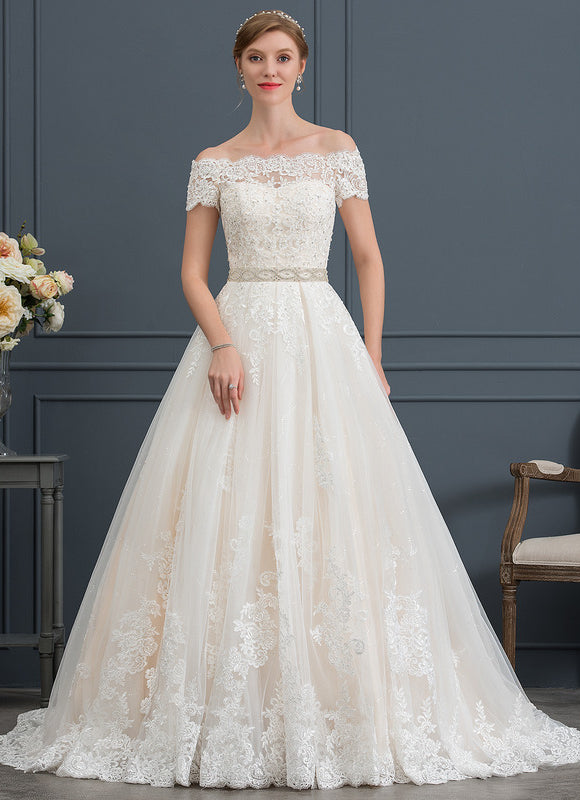 Robe de Soirée Longue Blanche Princess Épaules Dénudées