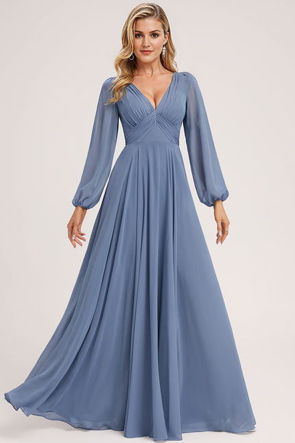 Robe de Soirée Mousseline Beige - gallery 3