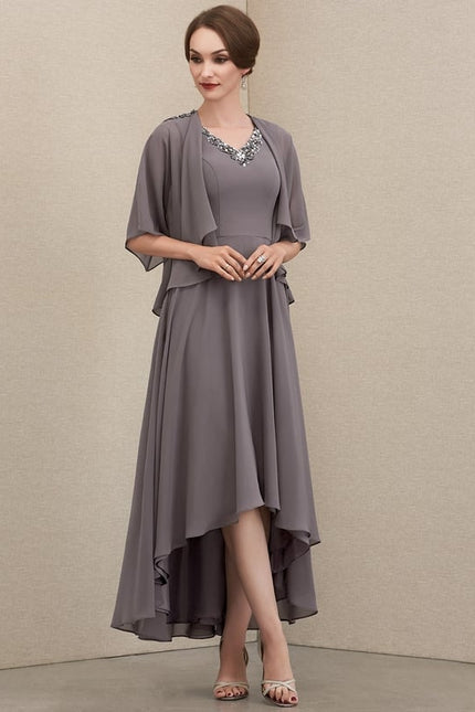 Robe de Soirée Gris Nuageux Chic - gallery 3