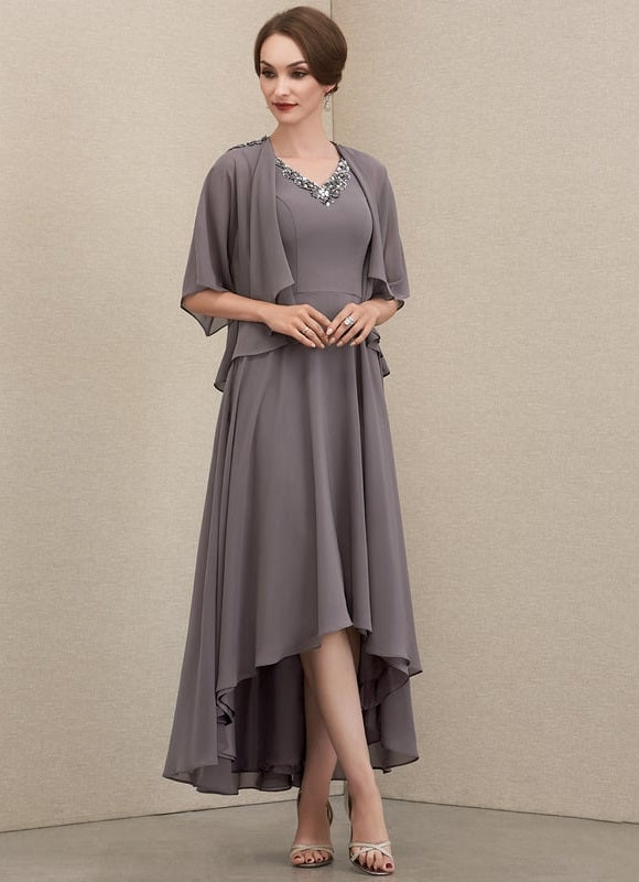 Robe de Soirée Gris Nuageux Chic - gallery 3