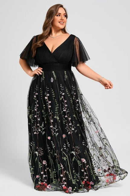 Robe de Soirée Floral Éclat Noir - gallery 9