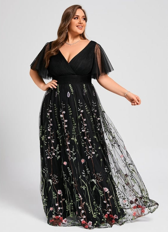 Robe de Soirée Floral Éclat Noir - gallery 9