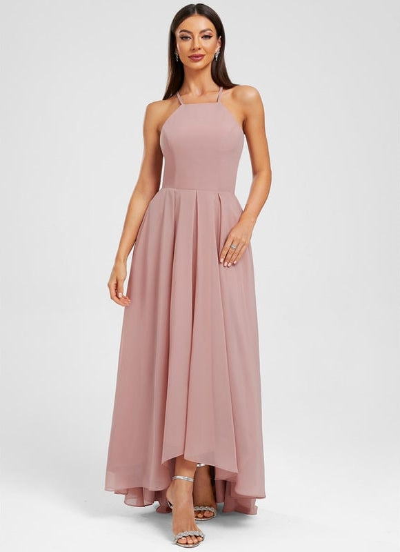 Robe de Soirée Mousseline Rose - gallery 1