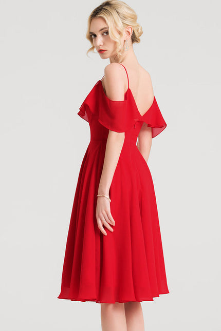Robe De Soirée Mousseline Rouge - gallery 2