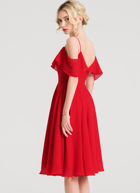 Robe De Soirée Mousseline Rouge - gallery 2