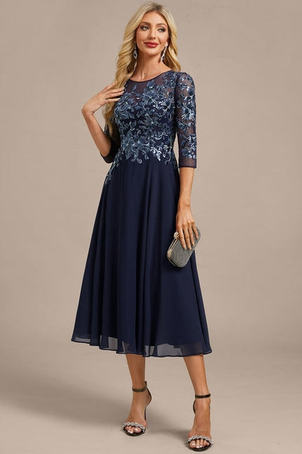 Robe de Soirée Élégance Marine Satinée - gallery 2