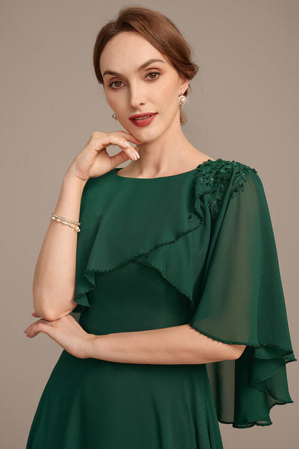 Robe de Soirée Satin Vert Épuré - gallery 1