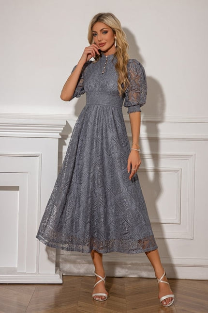 Robe de Soirée Dentelle Grise - gallery 5
