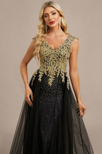 Robe de Soirée Éblouissante Noire - gallery 1