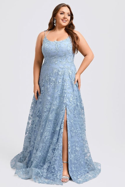Robe de Soirée Bleu Poudré Floral - gallery 7