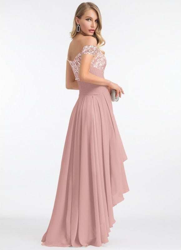 Robe de Soirée Chic Volant Rosé