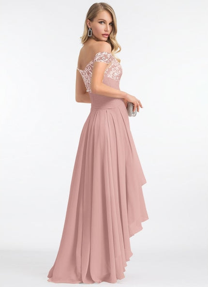 Robe de Soirée Chic Volant Rosé