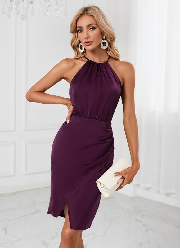 Robe de Soirée Satin Prunelle