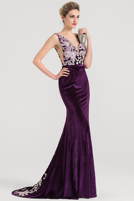 Robe de Soirée Velours Violet Éclat - gallery 3