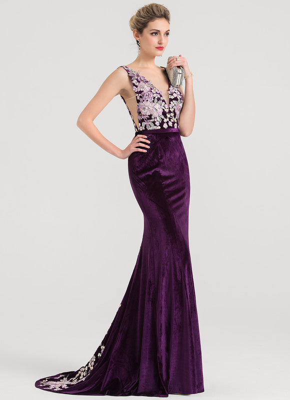 Robe de Soirée Velours Violet Éclat - gallery 3