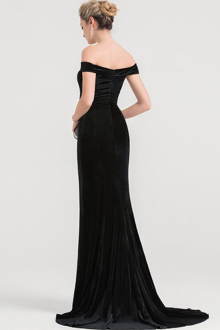Robe de Soirée Velours Noir Élancé - gallery 3