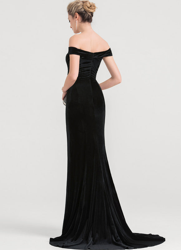 Robe de Soirée Velours Noir Élancé - gallery 3
