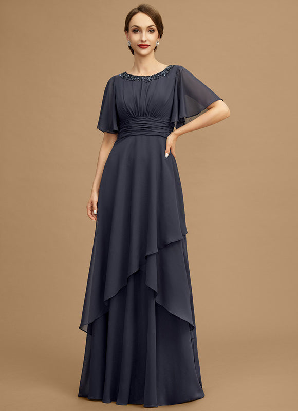 Robe de Soirée Longue Bleue De Cérémonie Plissée À Paillettes - gallery 5