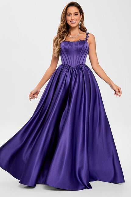 Robe de Soirée Violet Satiné - gallery 1