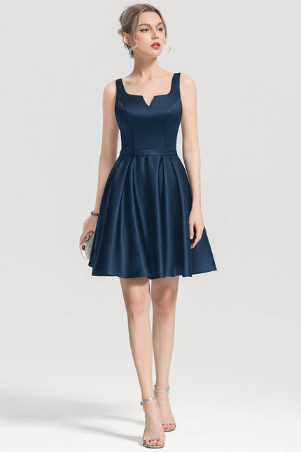Robe de Soirée Satin Bleu Nuit - gallery 3