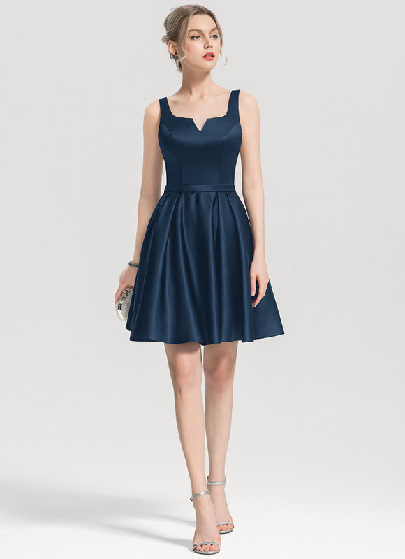 Robe de Soirée Satin Bleu Nuit - gallery 3