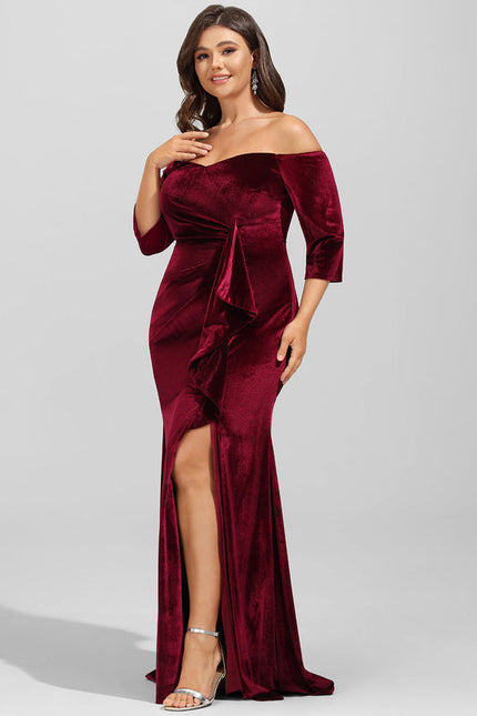 Robe de Soirée Velours Pourpre Élégant - gallery 9