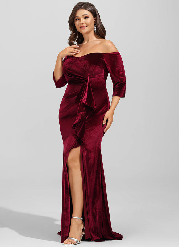 Robe de Soirée Velours Pourpre Élégant - gallery 9