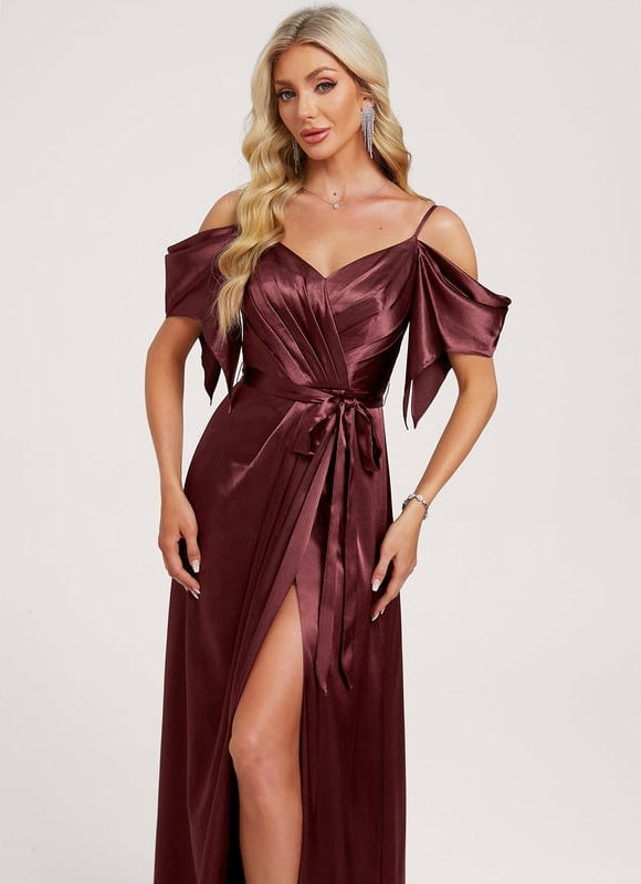 Robe de Soirée Satin Vert Pâle - gallery 4