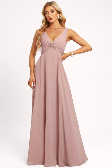 Robe de Soirée Mousseline Beige - gallery 3