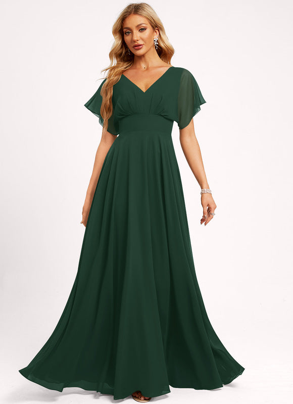Robe de Soirée Mousseline Beige - gallery 2