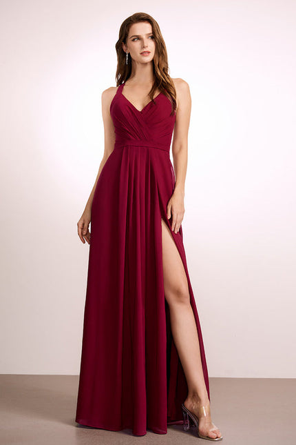 Robe de Soirée Mousseline Beige - gallery 1