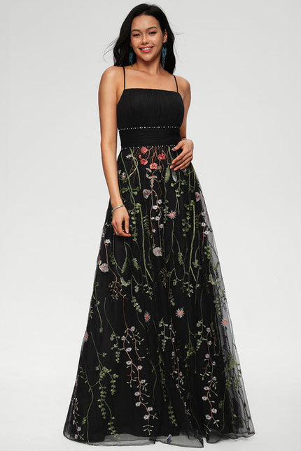 Robe de Soirée Élégance Florale Noir - gallery 2
