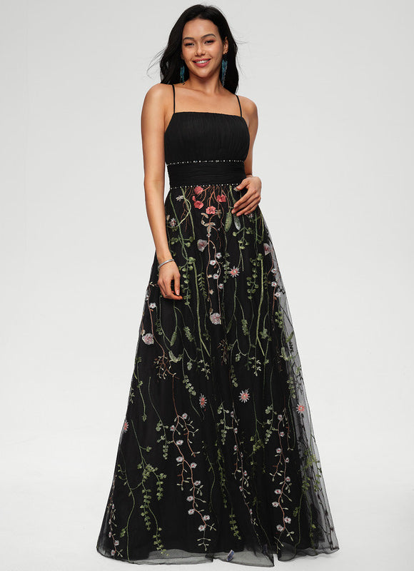 Robe de Soirée Élégance Florale Noir - gallery 2