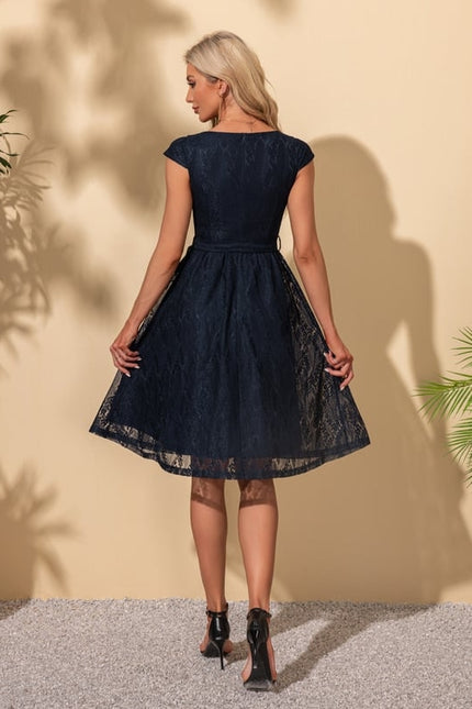 Robe De Soirée Dentelle Bleu - gallery 1