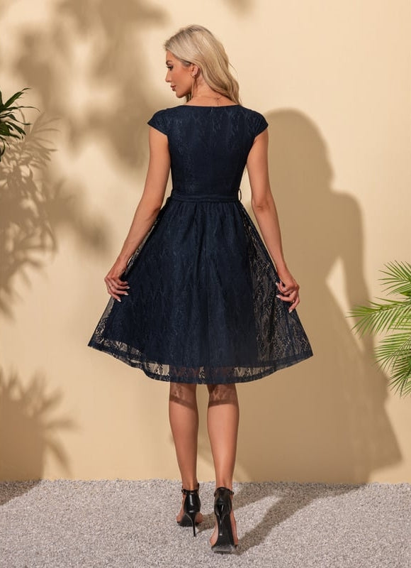 Robe De Soirée Dentelle Bleu - gallery 1