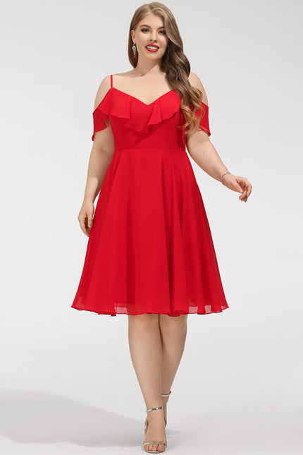 Robe De Soirée Mousseline Rouge - gallery 8