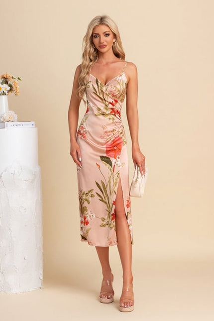 Robe de Soirée Satinée Fleurie