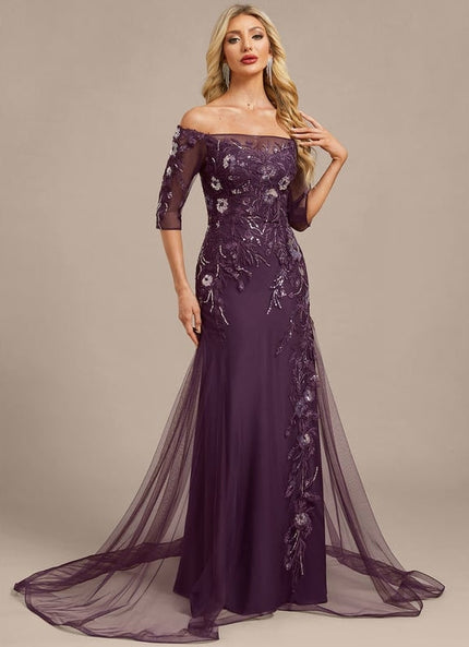 Robe de Soirée Violette Élégante