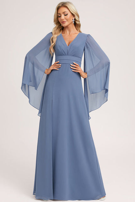 Robe de Soirée Mousseline Beige - gallery 2