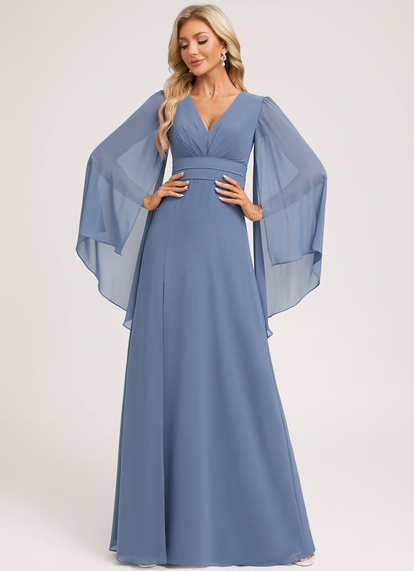 Robe de Soirée Mousseline Beige - gallery 2