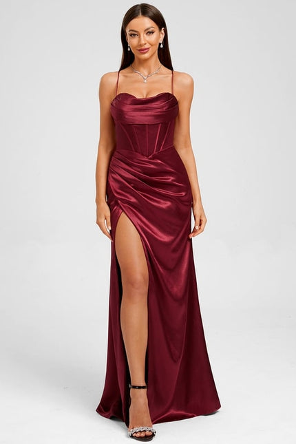 Robe de Soirée Bordeaux Élégante