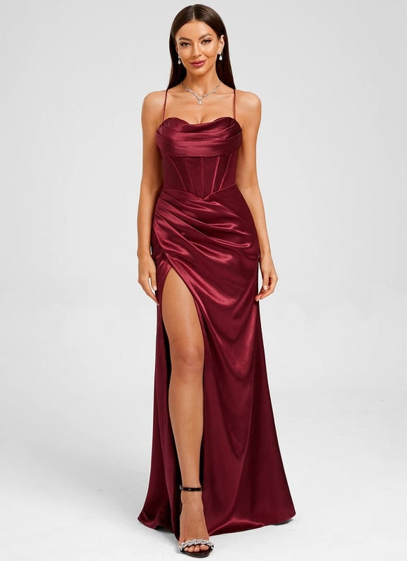 Robe de Soirée Bordeaux Élégante
