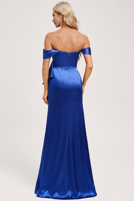 Robe de Soirée Bleu Satin Raffiné - gallery 4