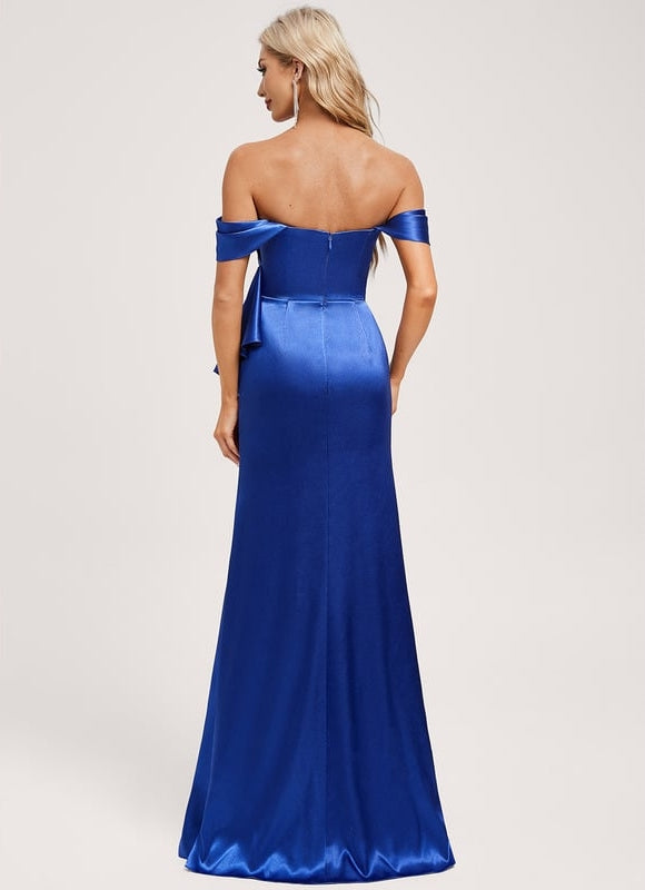 Robe de Soirée Bleu Satin Raffiné - gallery 4