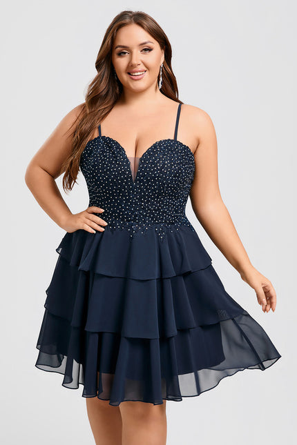 Robe de Soirée Longue Bleu Marine Dentelle Paillettes - gallery 9