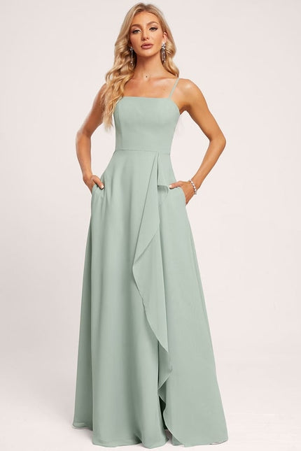 Robe de Soirée Fluide Vert Deau - gallery 4