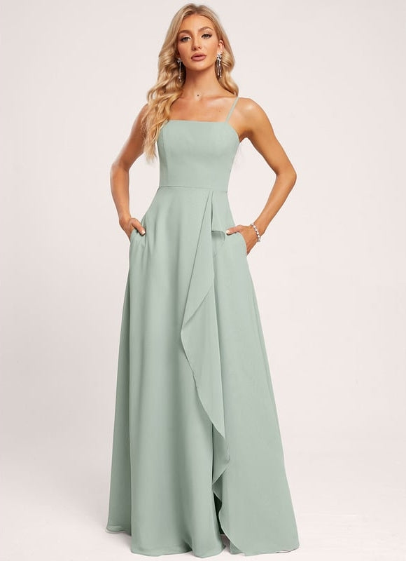 Robe de Soirée Fluide Vert Deau - gallery 4