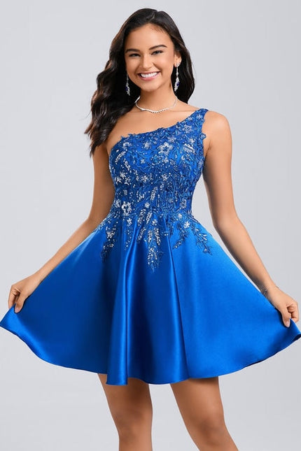 Robe de Soirée Satinée Asymétrique