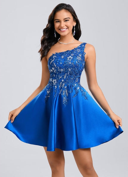 Robe de Soirée Satinée Asymétrique