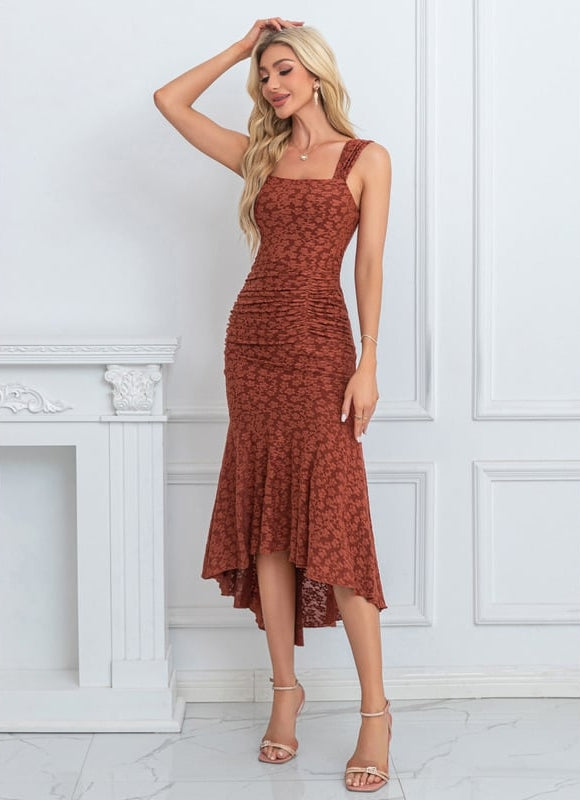 Robe de Soirée Jacquard Terracotta - gallery 4